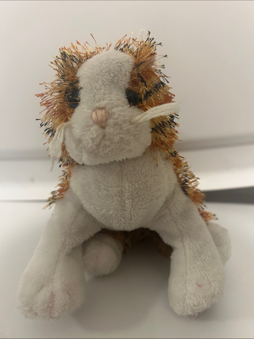 GANZ Plush Small Pet Toy - White and Orange Sparkle Fur